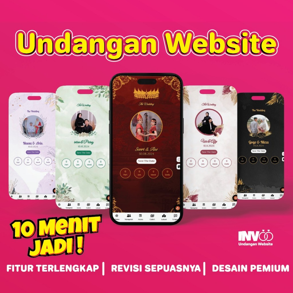 Undangan Digital Website Pernikahan | Syari, Tanpa Foto, Murah, Animasi | Fitur Lengkap