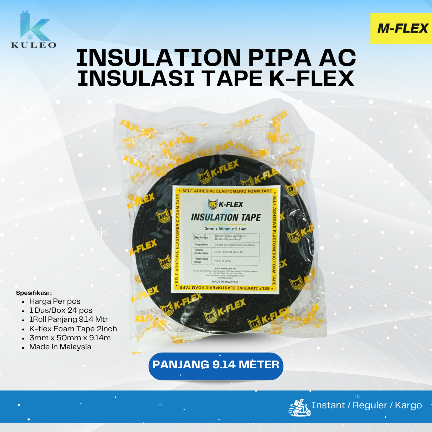 K-Flex Insulation Tape / Foam Tape 2inch - insulasi Tape K-Flex Original 3mm x 50mm - Perekat Insula