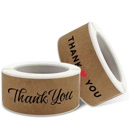 Stiker Thank You Kraft Coklat Sticker Label Terima Kasih Persegi  7,5 x 2,5 cm  Stiker Tempel