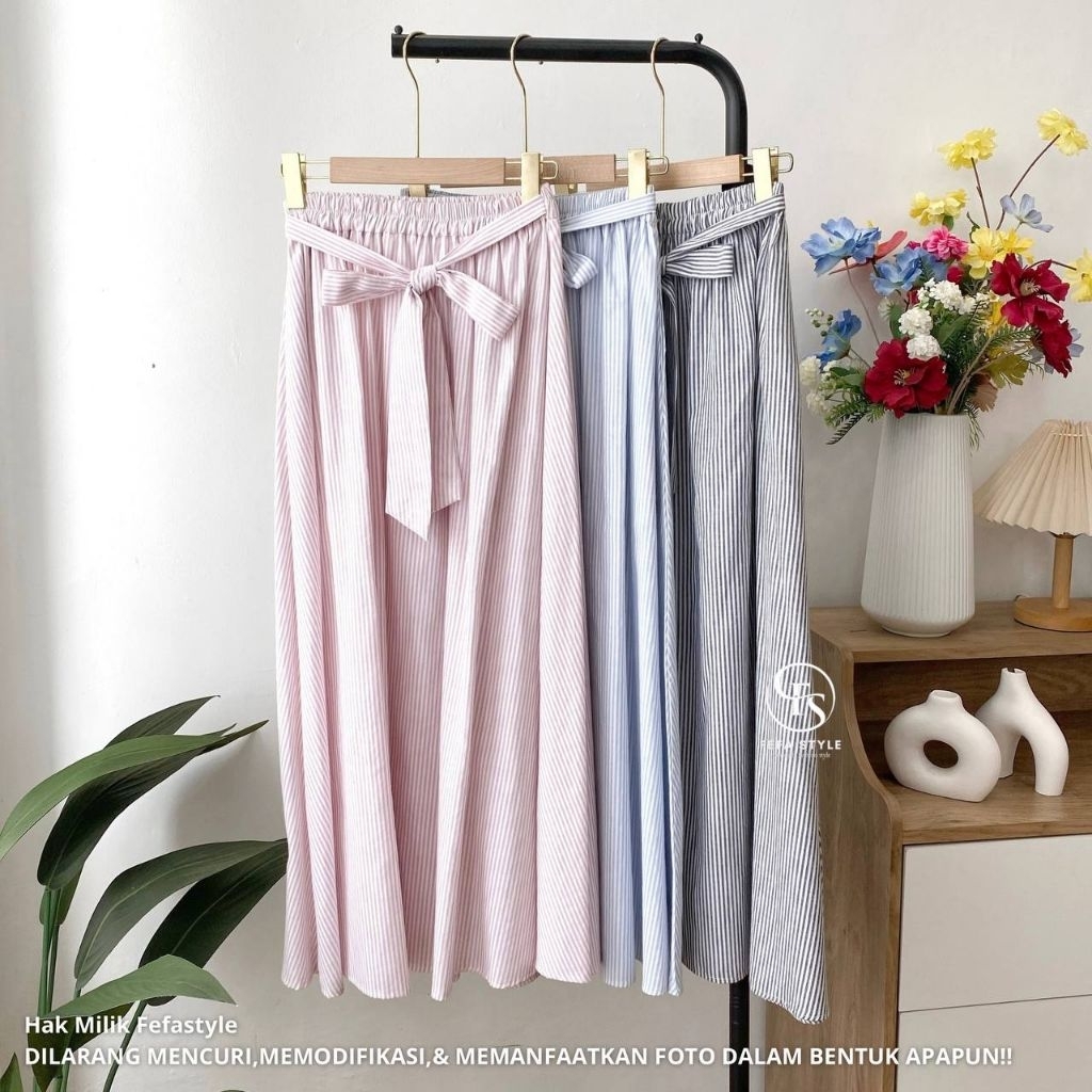 FEFA STYLE - NAGITA SKIRT SALUR PREMIUM - Rok wanita motif salur - rok korea salur mayung