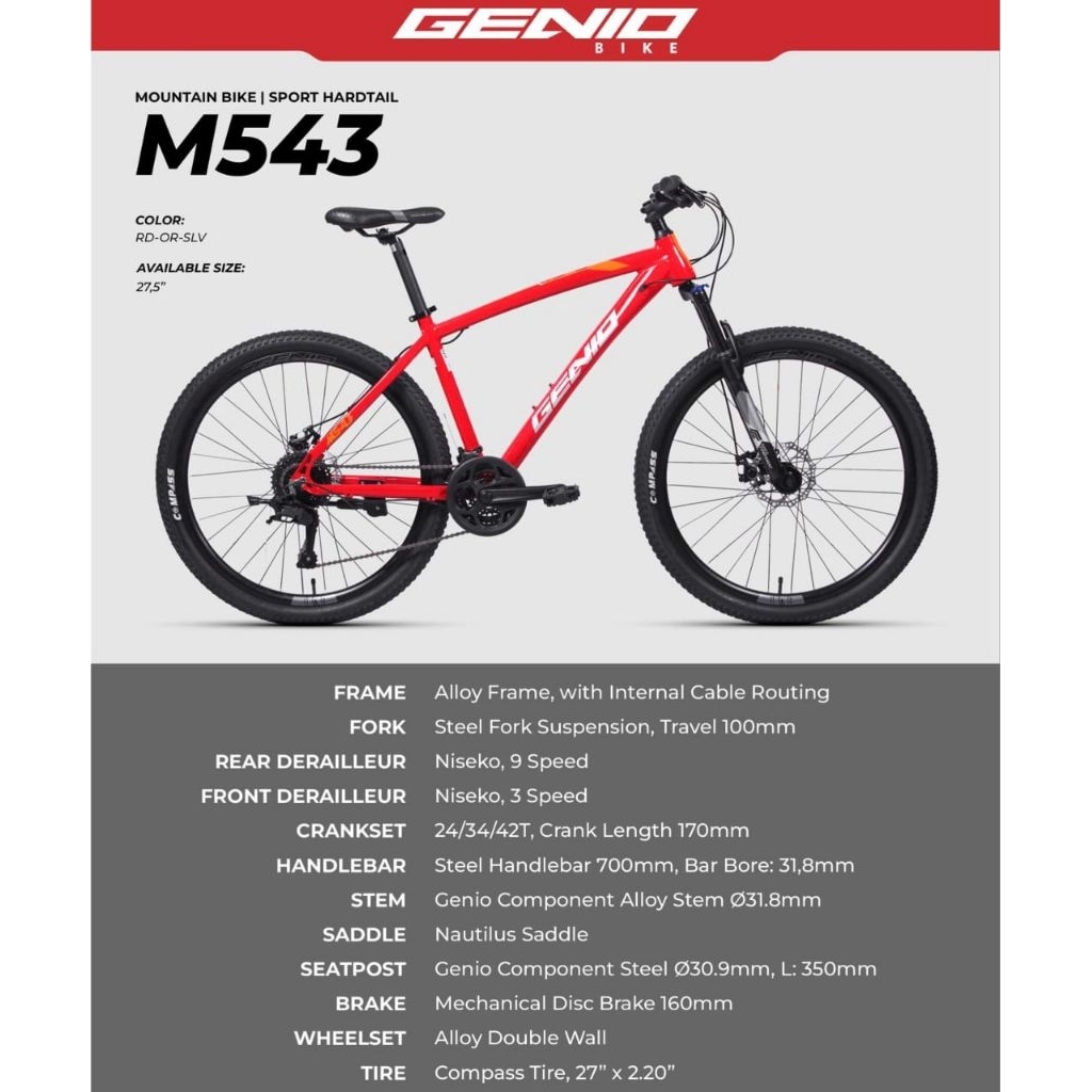 mountain bike sepeda gunung mtb 27.5 inch alloy frame