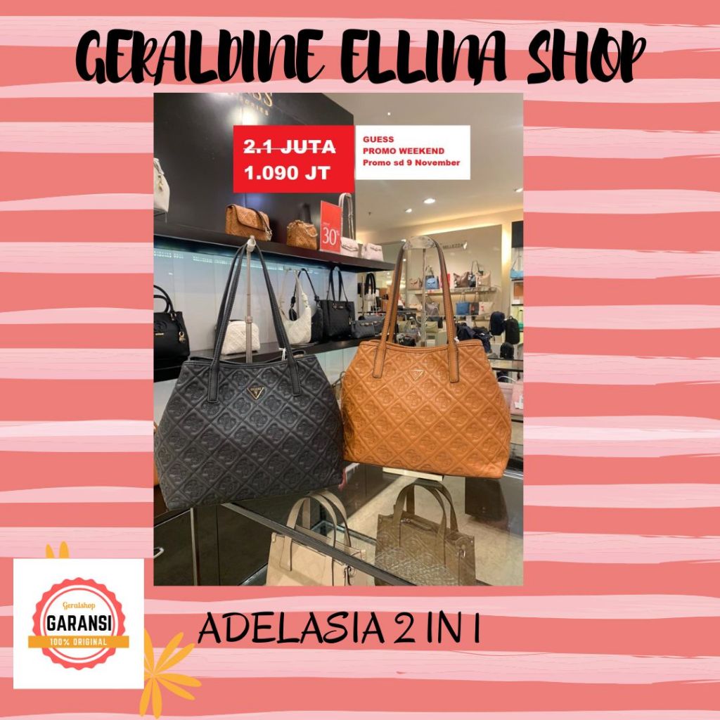 Tas tote bag wanita SALE Guess 100% original store seri ADELASIA 2 IN 1