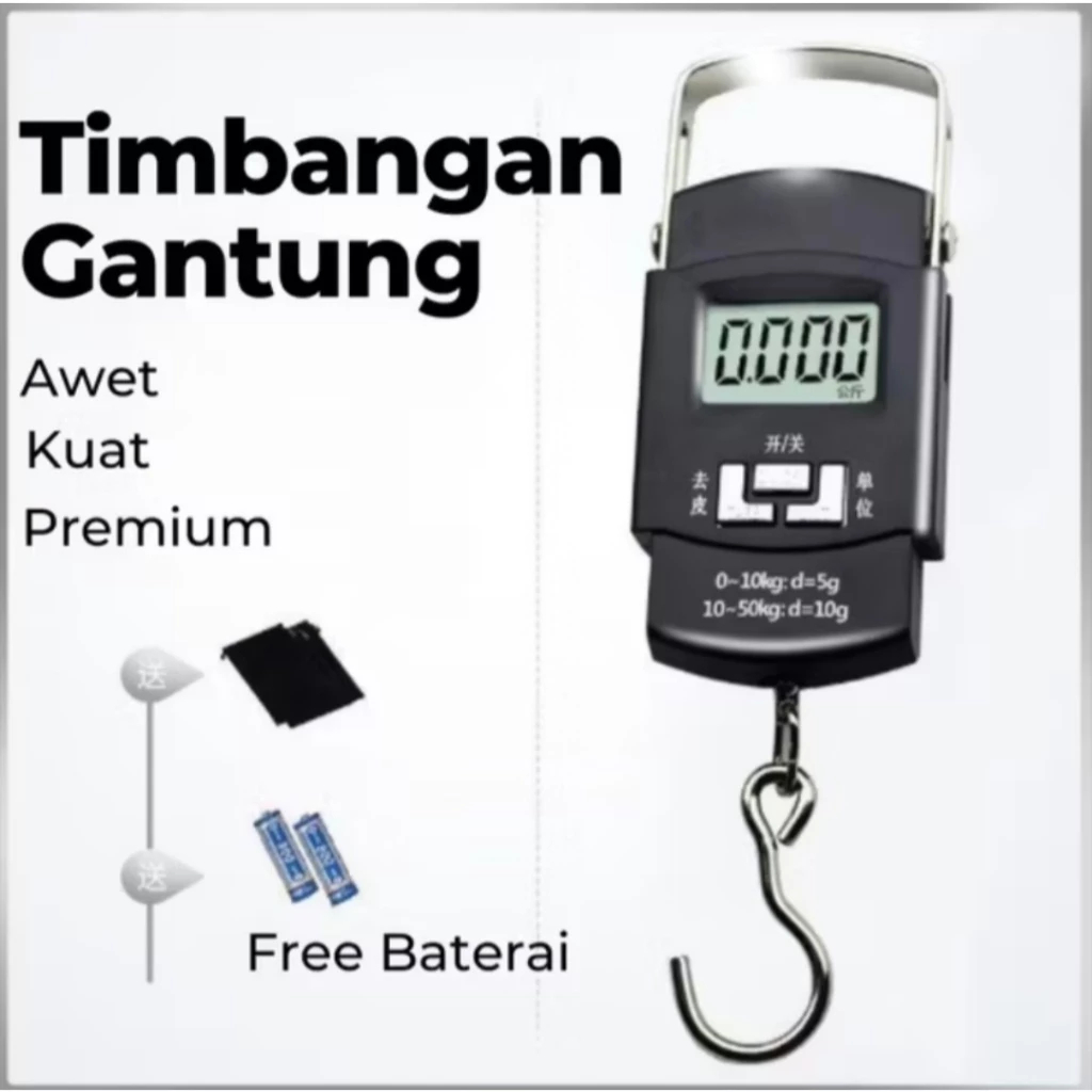 I* 50KG Timbangan Gantung Digital Timbangan Digital Gantung 50 kg Portable 50 Kilo Electronic Scale