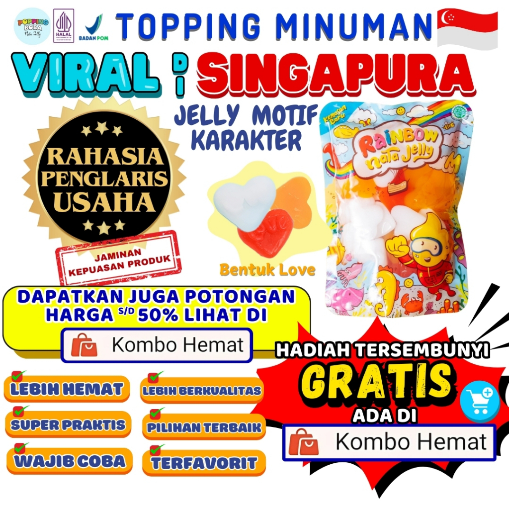 Jelly Motif Karakter Topping Minuman - Jelly Bentuk Love Cocok Untuk Semua Minuman