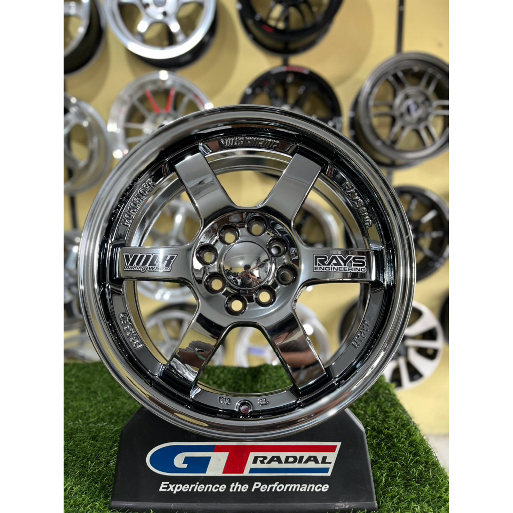 velg te37 r16 black chrome pcd 4x100/114 kondisi baru