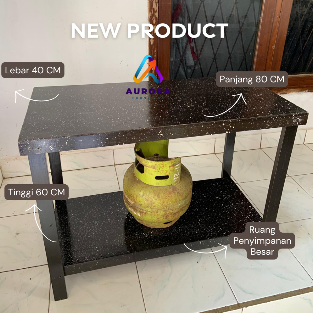 Meja Kompor 2 Tungku Meja Dapur Kompor Gas Meja Serbaguna Rak Susun Kayu Minimalis Modern Tempat Pen