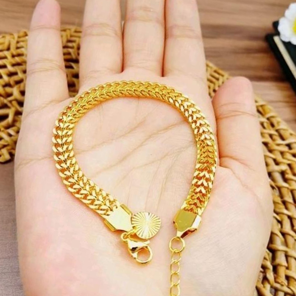 Gelang rantai tikar emas 22 karat 18cm mewah berkilau