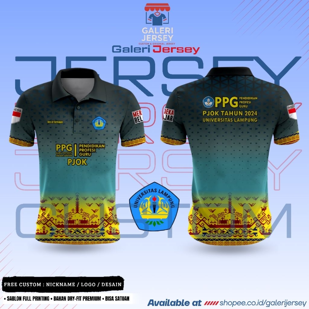 Kaos Jersey PPG PJOK Universitas Lampung 2024 | Desain Etnik Batik Lampung – Dry-Fit Premium Full Pr