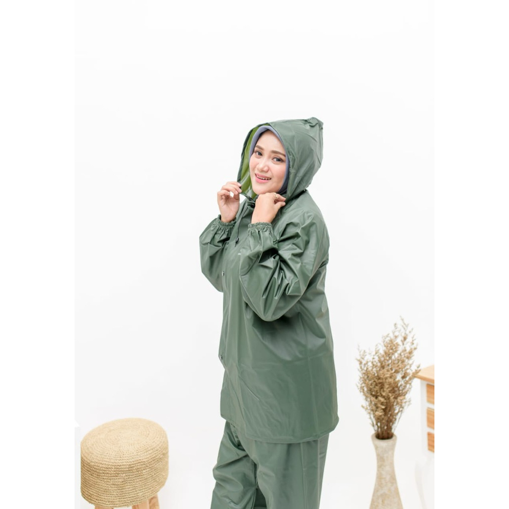 [Hijau] Jas Hujan by VOLKRAIN Setelan Jaket Celana