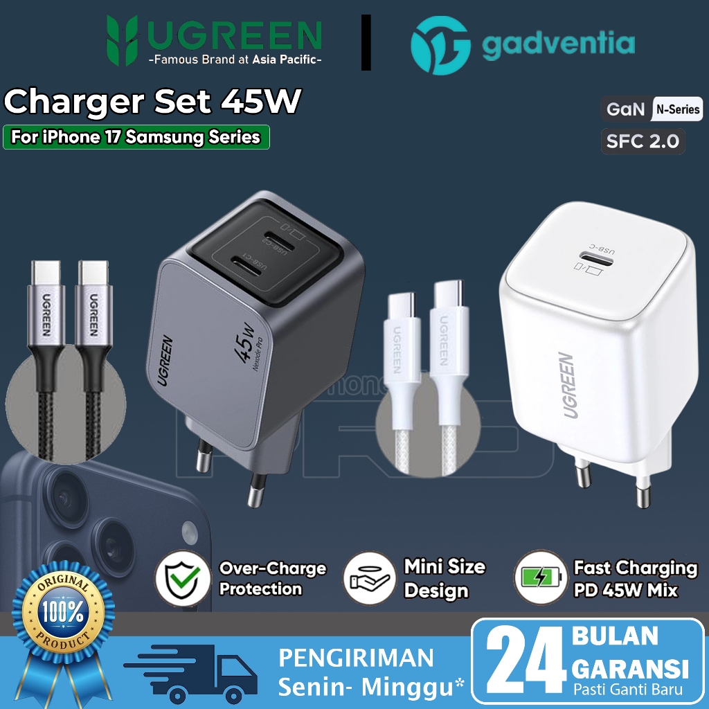 UGREEN Charger Set iPhone 15 16 17 Pro Max Series Type C to Type-C PD Fast Charging 20W 30W 45W