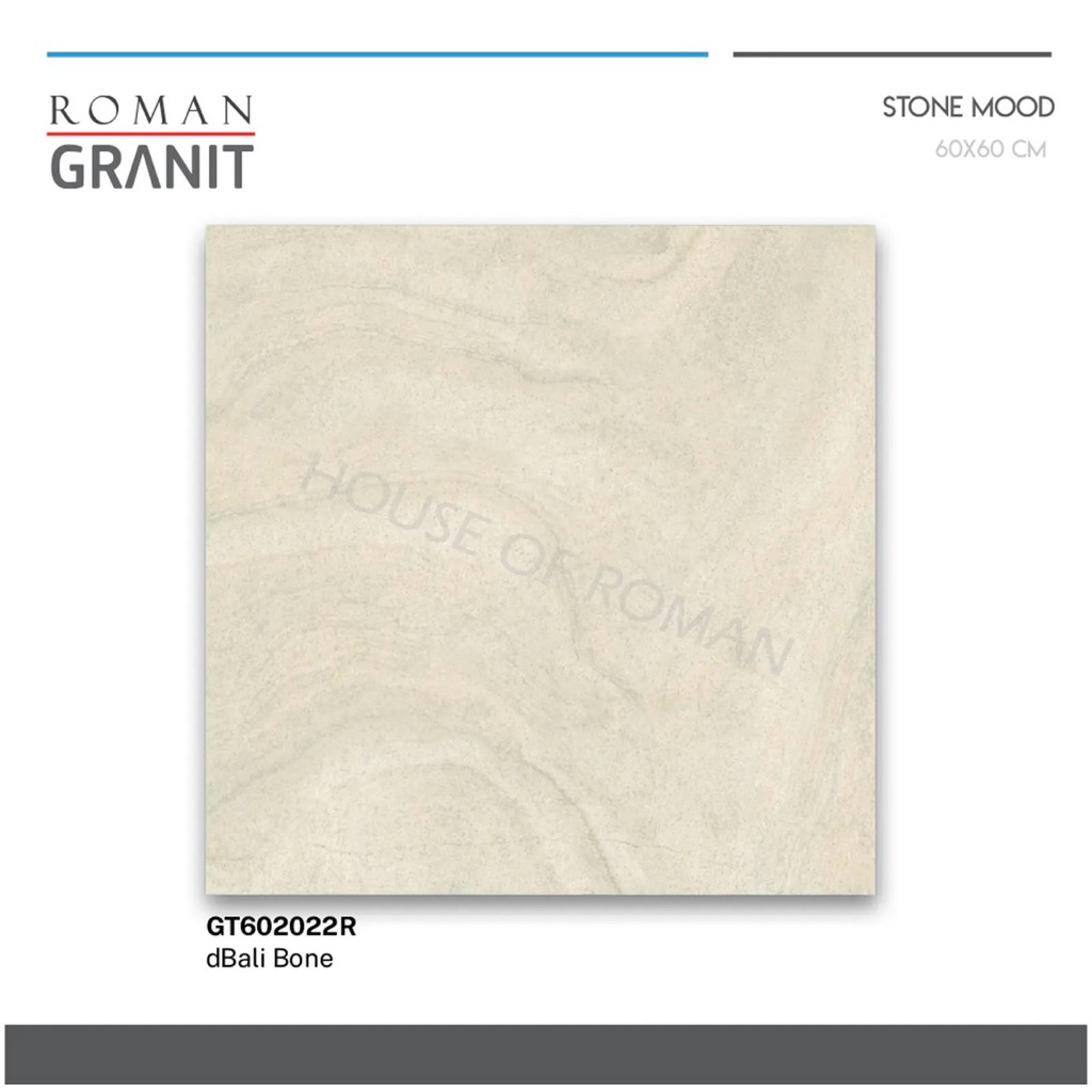Roman Granit dBali Bone GT602022R/Granit 60x60 Matt/Lantai Teras Coklat Muda/Ubin Teras 60x60