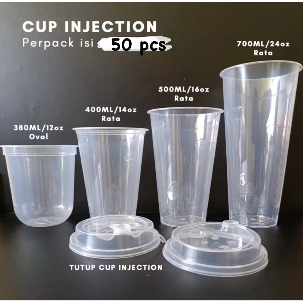 (50pcs) Thinwall Cup/Gelas Thinwall Cup Injection 12oz/14oz/16oz/24oz gelas minuman Plastik