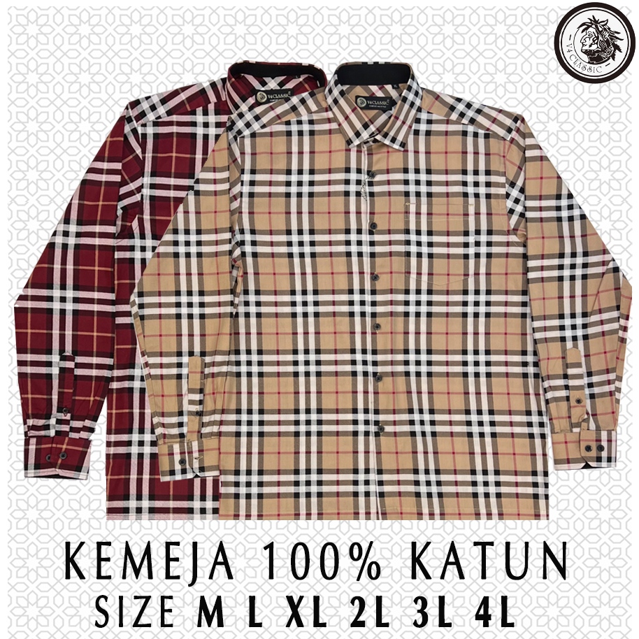 V4 CLASSIC DARKMAN M L XL 2L 3L 4L - Kemeja Pria JUMBO BIG SIZE Motif Kotak Lengan Panjang Nyaman Ad
