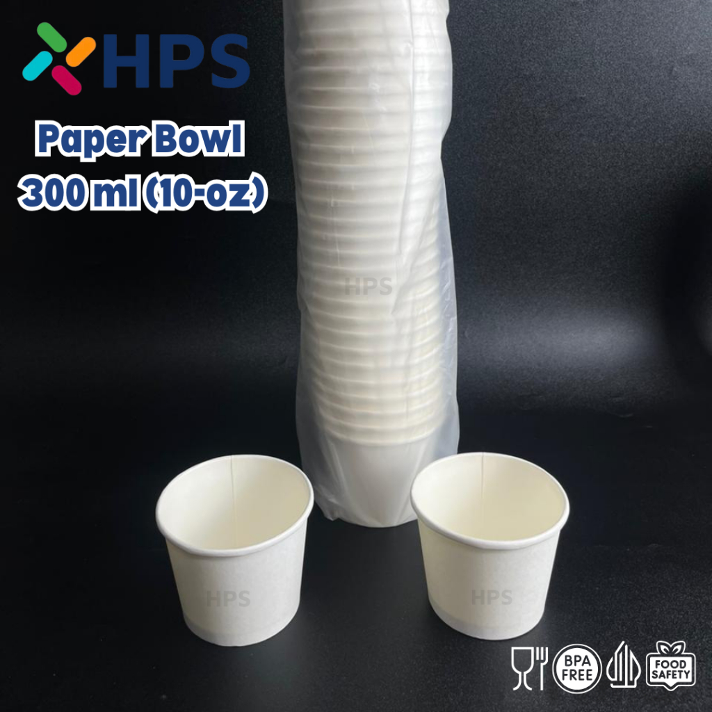 Paper Bowl 10 Oz  ( 300ml ) Polos Tebal Mangkok Take Away Kertas Besar Tahan Panas Soup Bowl