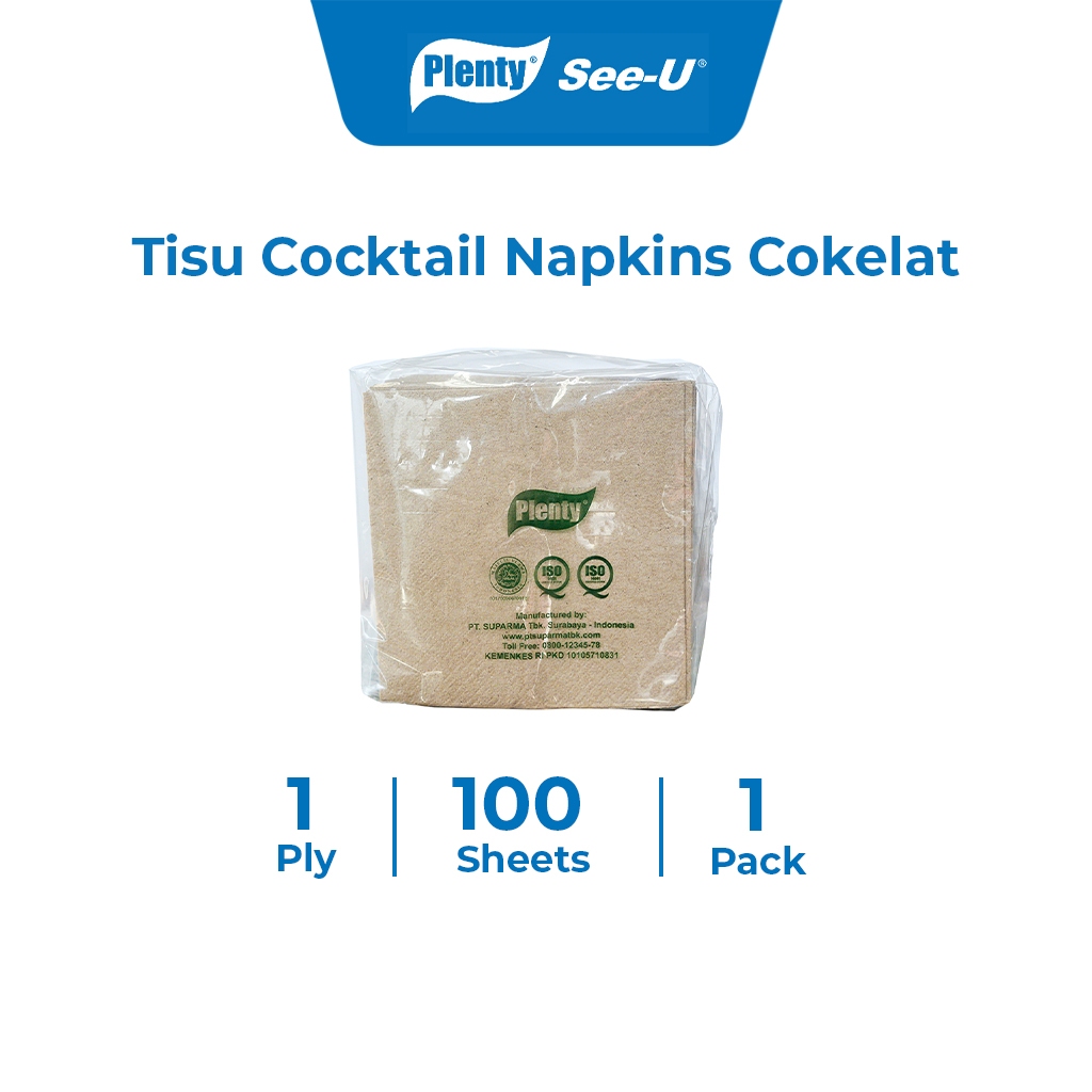 Tisu Plenty Dinner Cocktail Napkin Plenty Coklat Putih Brown - Tissue PLENTY Eco Friendly | Eceran
