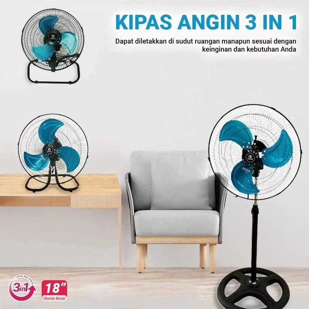 Kipas Angin 3iN1 Kipas Dinding,Berdiri,dan Duduk 18 " N.PLUS