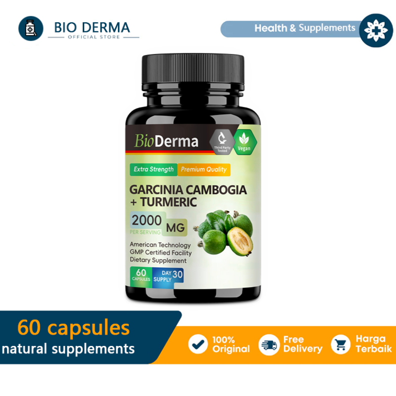 Garcinia Cambogia + Kunyit, bantu kelola berat badan, tingkatkan metabolisme, 60 kapsul