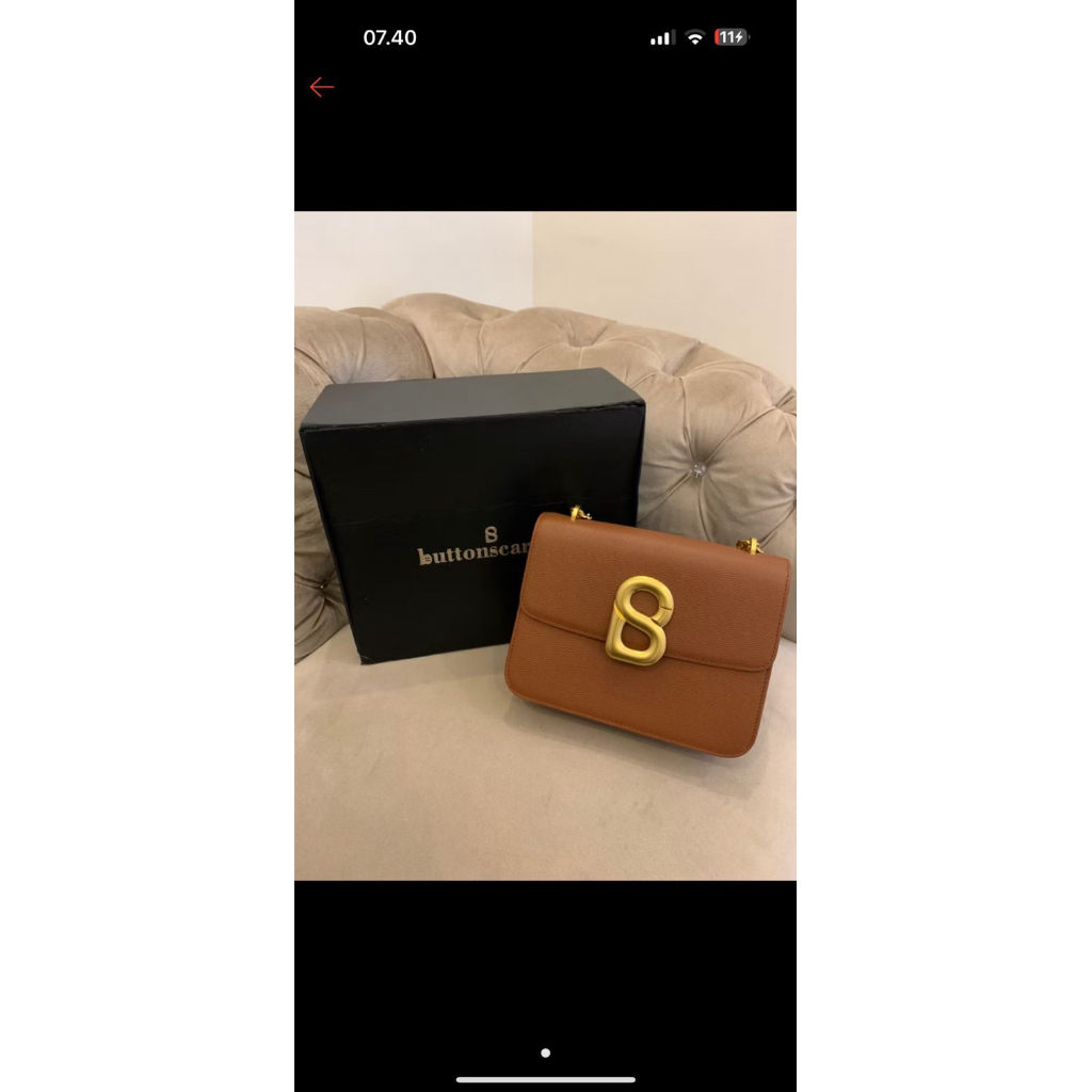 PL buttonscarves Audrey chain medium bag warna brown