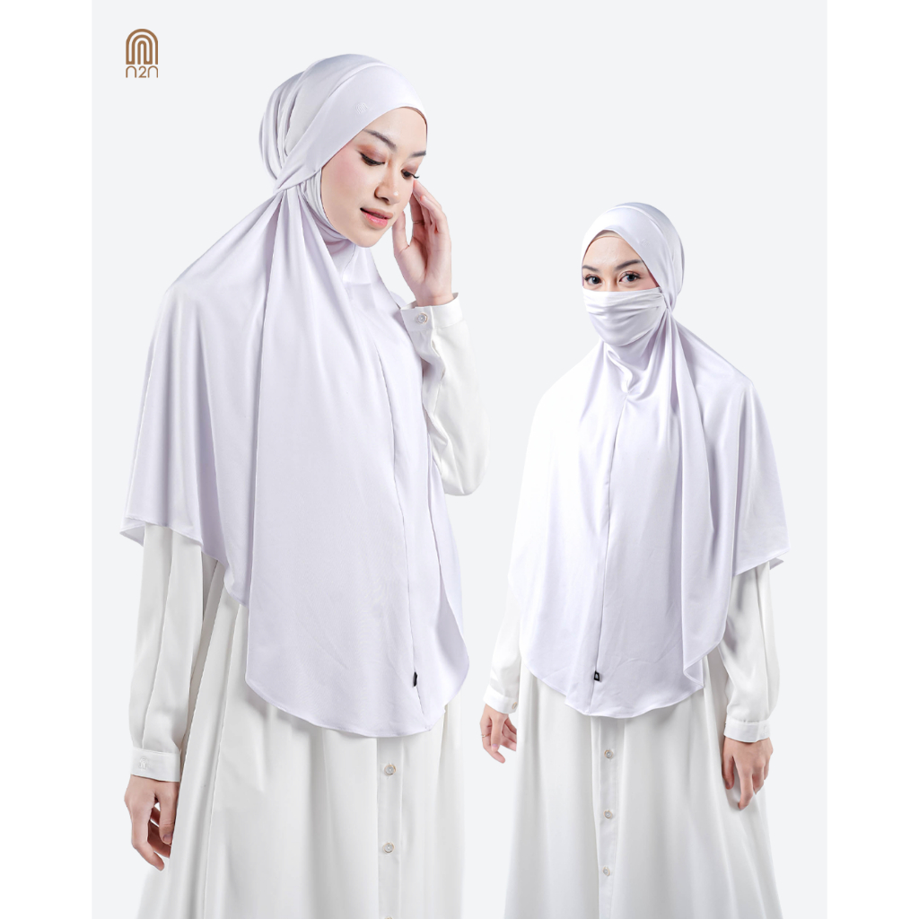 N2N | Uma Hijab Putih - Jilbab Hijab Kerudung Bergo Instan French Khimar Cadar Syari Jumbo