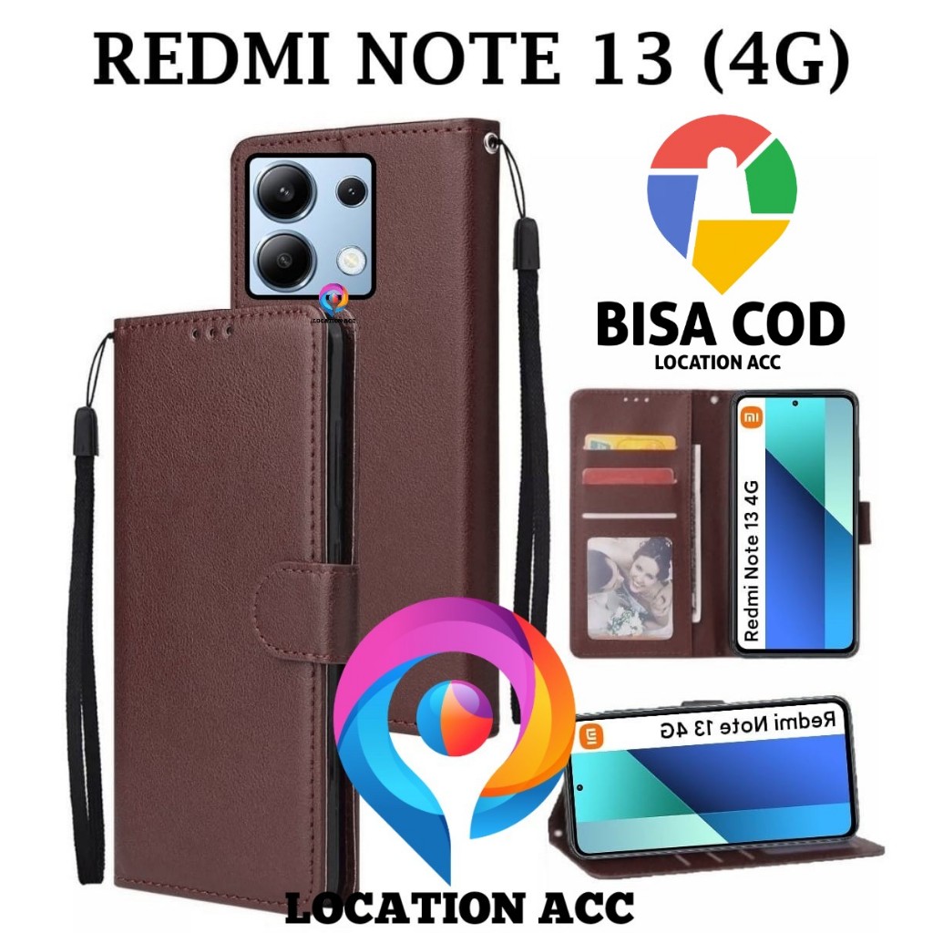 REDMI NOTE 13 (4G) FLIP LEATHER CASE PREMIUM - FLIP WALLET CASE KULIT UNTUK REDMI NOTE 13 (4G) - CAS
