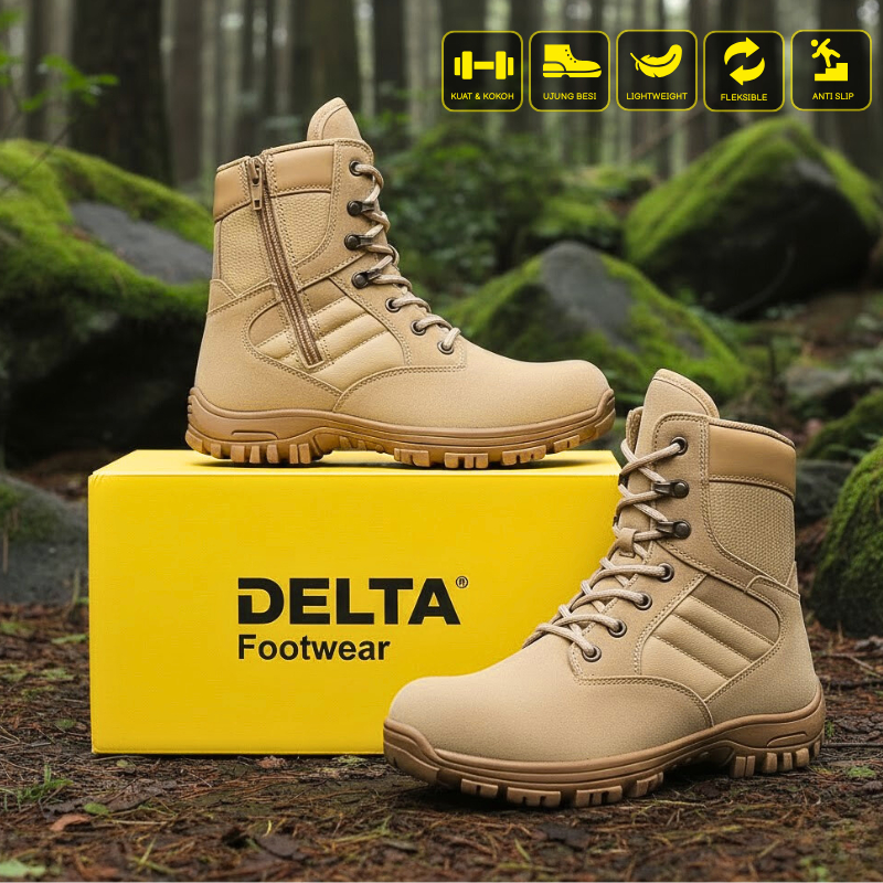 Sepatu Boots Pria PDL PDH Tactical Safety Ujung Besi Sepatu Kerja Satpam Bunser Polpp Lapangan