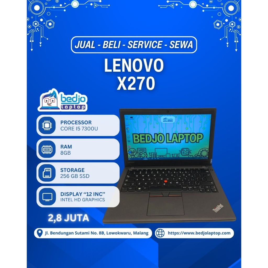 LENOVO X270 TERNENDANG, LAPTOP LENOVO RAM 8GB 2 Jutaan ,LAPTOP LENOVO X270 CORE i5 7300U