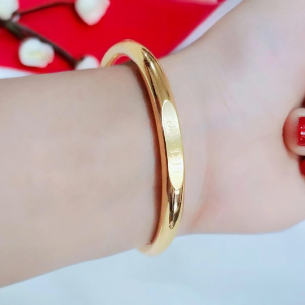 Gelang Bangle Bulat Polos Titanium Tebal Cantik 18 Karat