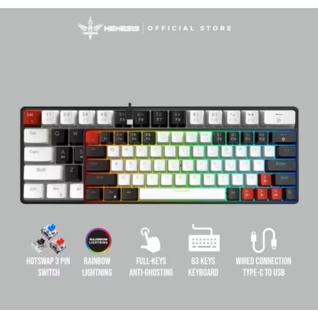 NYK Nemesis Helens / Helens63 / MKN07 / MKN-07 Wired Mechanical Gaming Keyboard
