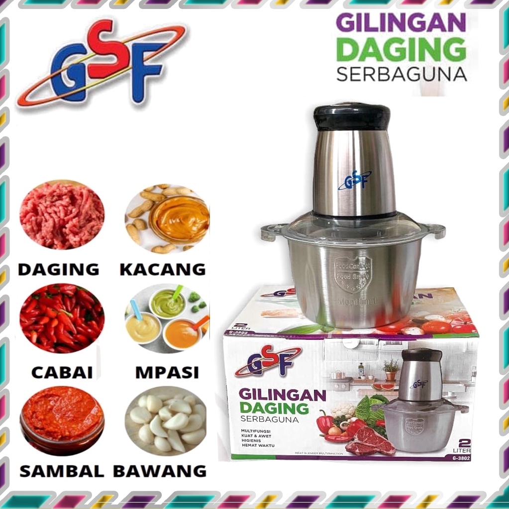 Blender chooper GSF serbaguna giling daging 2 liter stainless steel