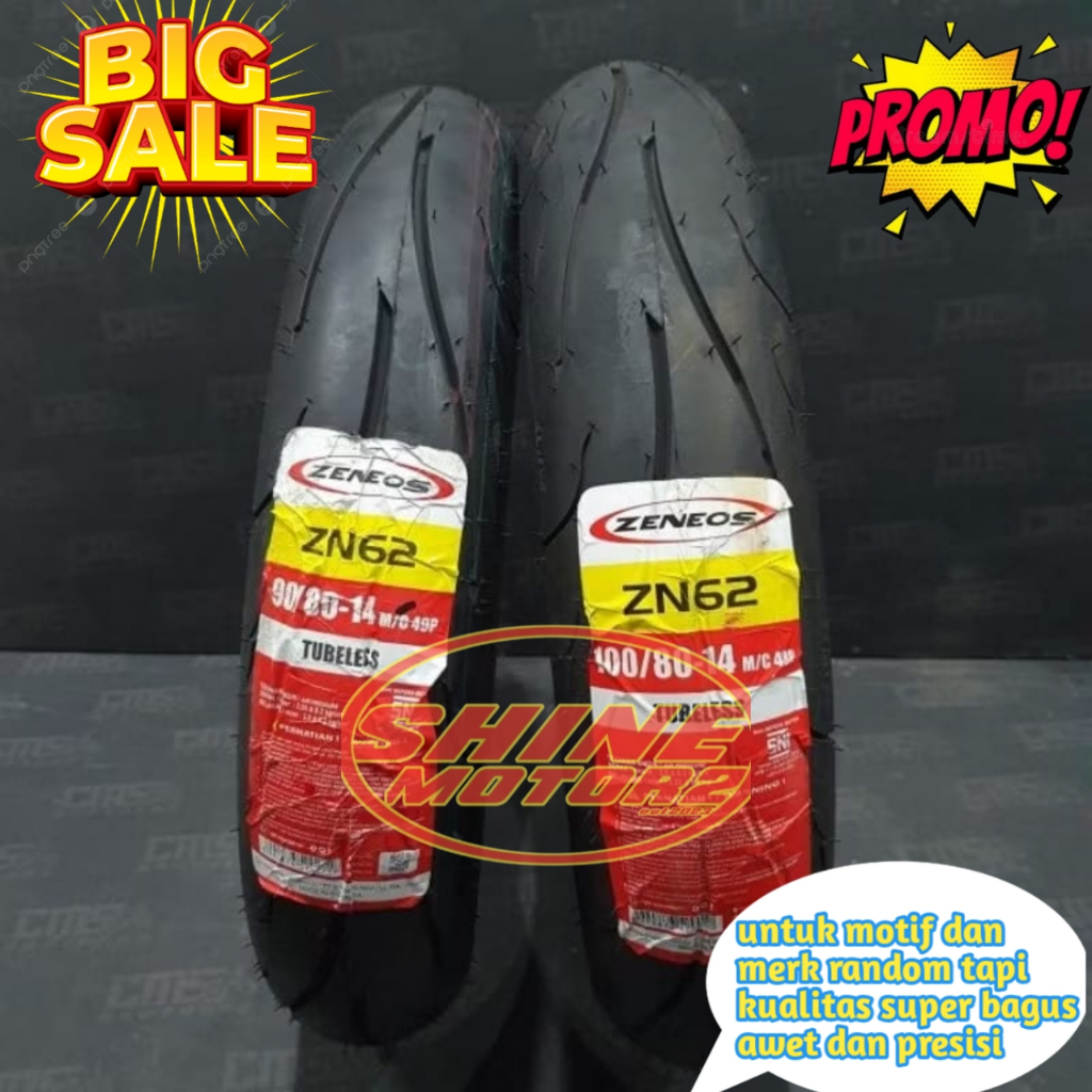 Paket Ban Zeneos 90/80-14 & 100/80-14 ZN62 Tubeless / Ban Zeneos Ring 14