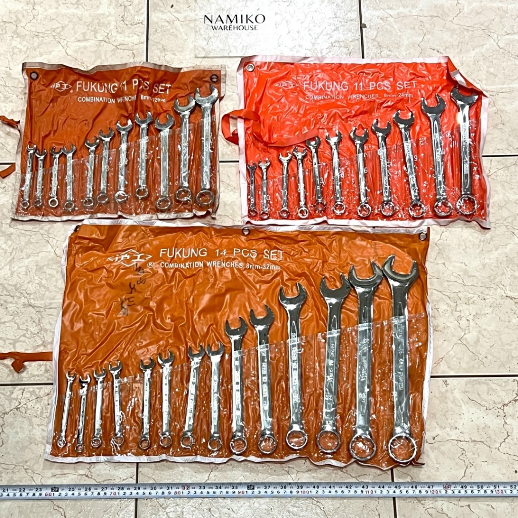 FUKUNG Kunci ring pas set kombinasi set 11 - 14 pcs 8 - 32 mm