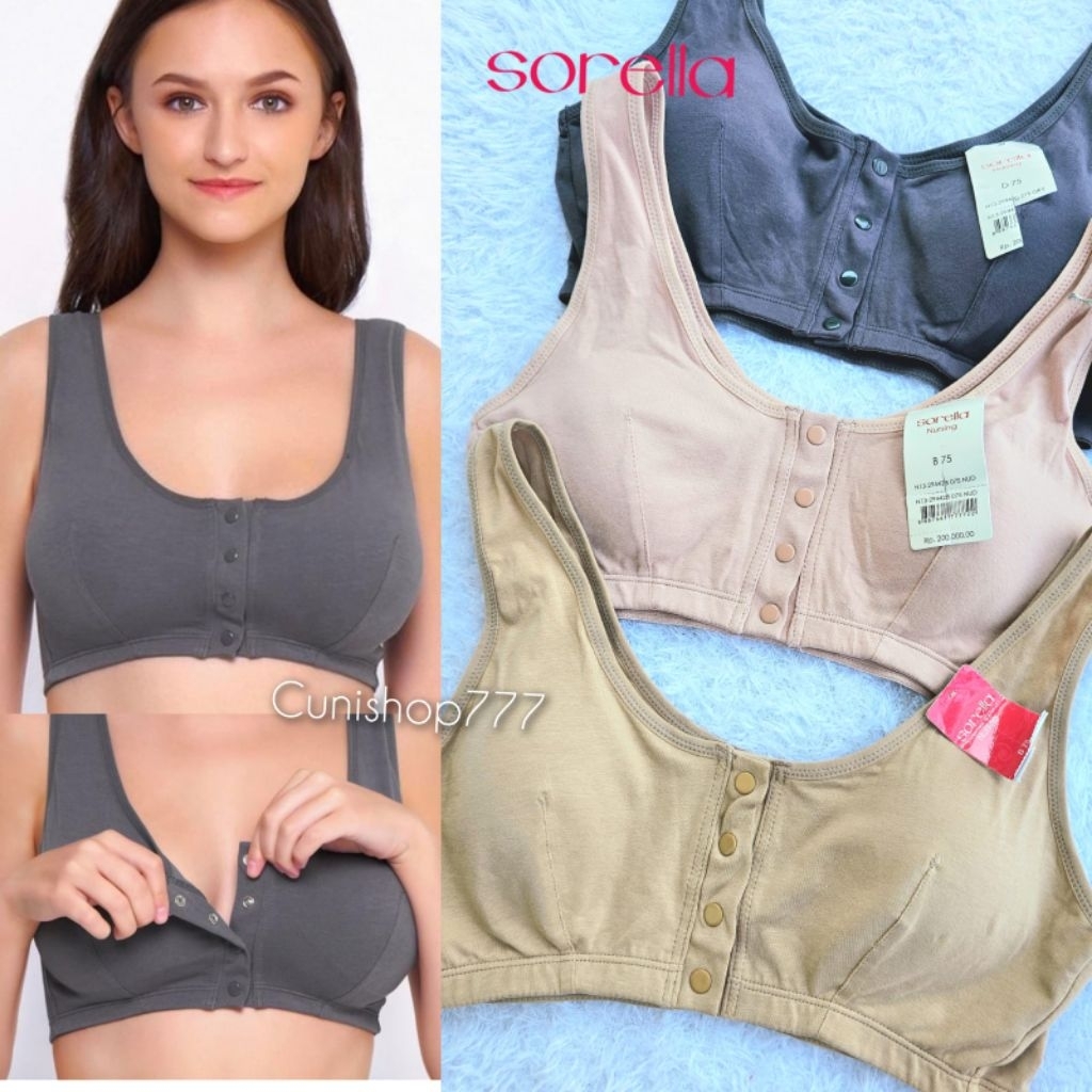 BRA SORELLA TANPA KAWAT BUSA TIPIS 34B 34D BUKAAN DEPAN BH NURSING MENYUSUI NON WIRE WIRELESS N13-29