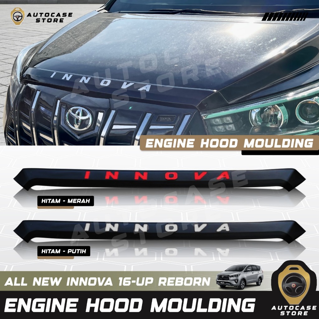 ENGINE HOOD MOULDING INNOVA REBORN VENTURER 2016-2025 UP LIST KAP MESIN MOBIL AKSESORIS MOBIL PNP
