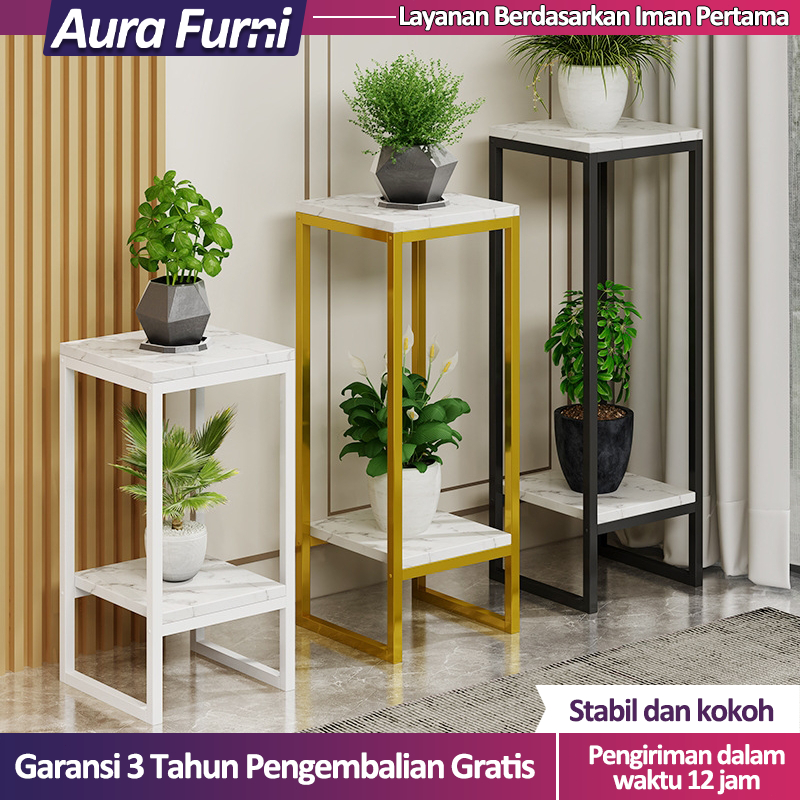 Rak Bunga 2 Susun Rak Taman Tanaman Pot Holder Standing Planter Rak Rak Susun Penyimpanan