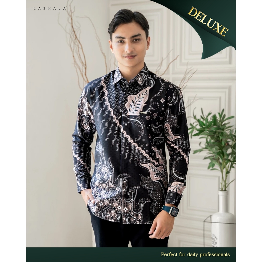 Laskala Batik Premium Surya Kemeja Batik Pria Slimfit Lengan Panjang