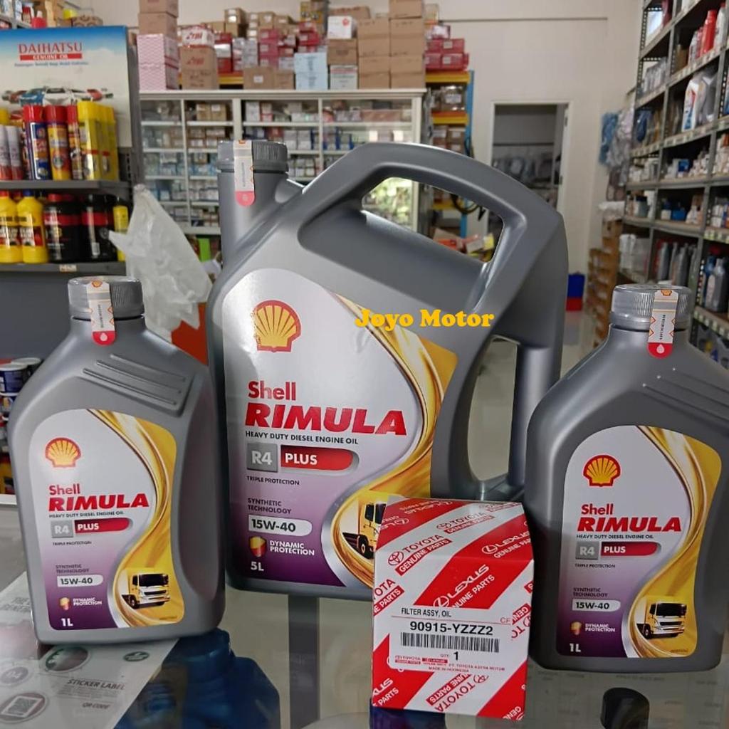 Paket Hemat Ganti Oli Diesel Shell Rimula R4 Plus SAE 15W-40 7 Liter + Filter Oli Asli Innova Fortun