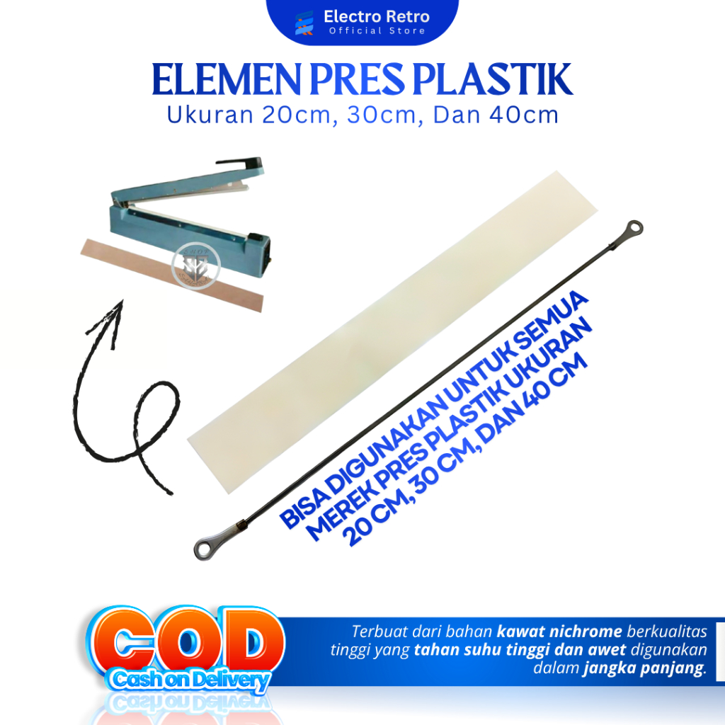 Elemen Kawat Pemanas Sealer 20cm/30cm/40cm Elemen Pemanas Pres Plastik 30 cm Elemen Impulse Sealer K