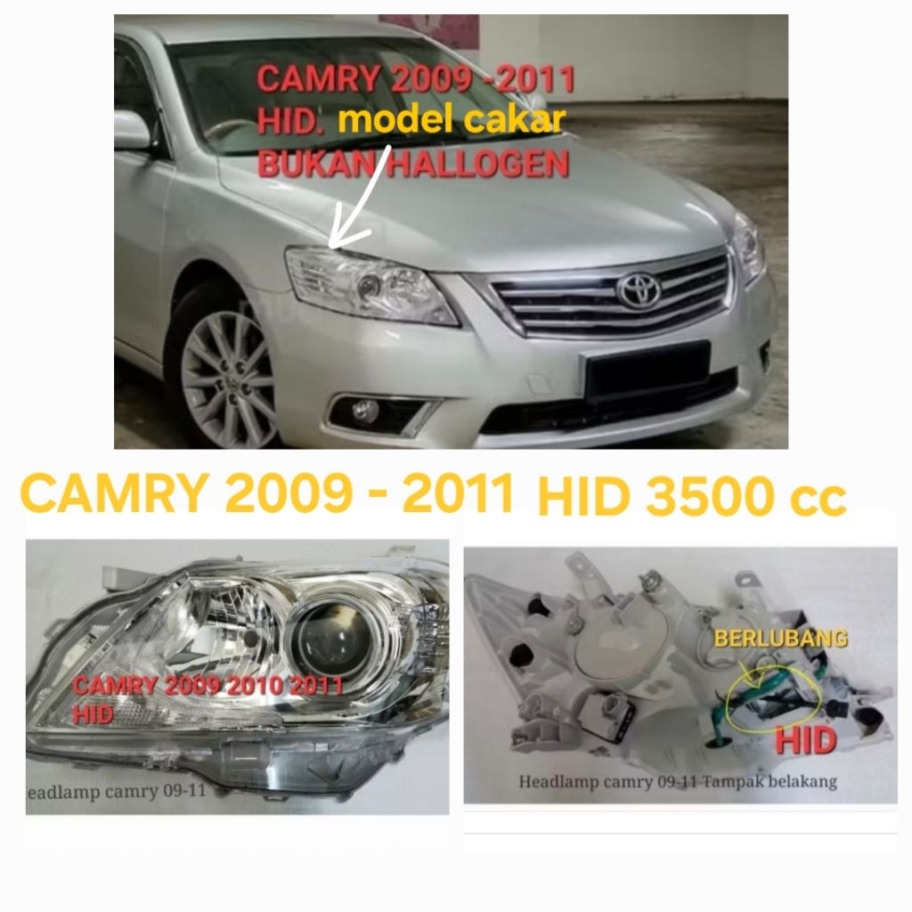 HEADLAMP CAMRY 2009 2010 2011 HID LAMPU BESAR