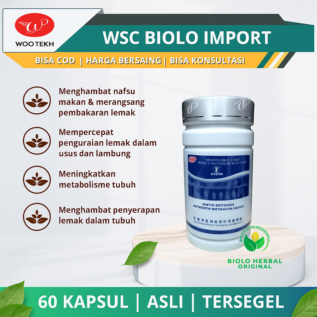 OBAT PELANGSING BADAN WSC BIOLO SLIMING ASLI ORIGINAL IMPORT (isi 60 capsul) HASIL 100% CEPAT HERBAL