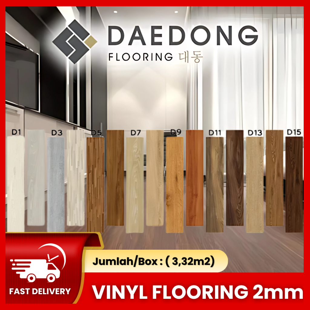 Daedong Lantai Vinyl 2mm Best Quality - Vinyl Lantai Kayu 1 Box 3.34 m2