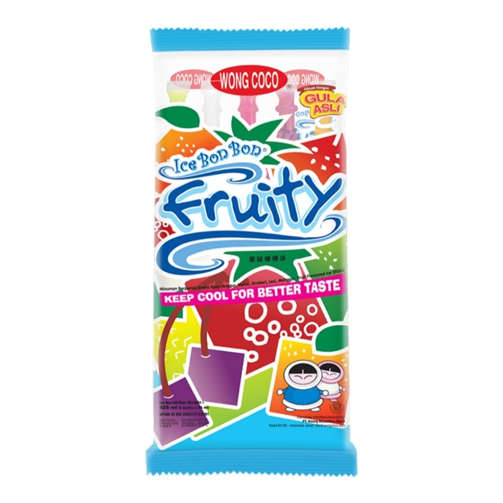 Wong Coco Es Bon Bon Fruity Aneka Rasa 5 x 85 g