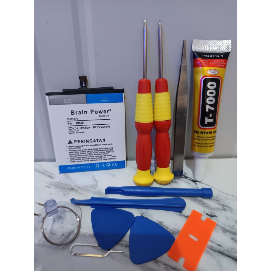 PAKET HEMAT BATERAI BATEREY XIAOMI  REDMI 4A  BN 30 BRAIN POWER  OBENG 10 IN 1 + LEM T-7000 15ML