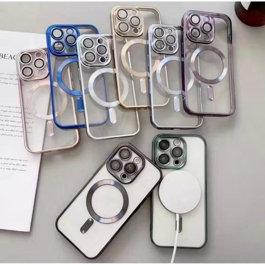 Case Magsafe Magnetic Chrome + Lensa All Type Handphone Grosir