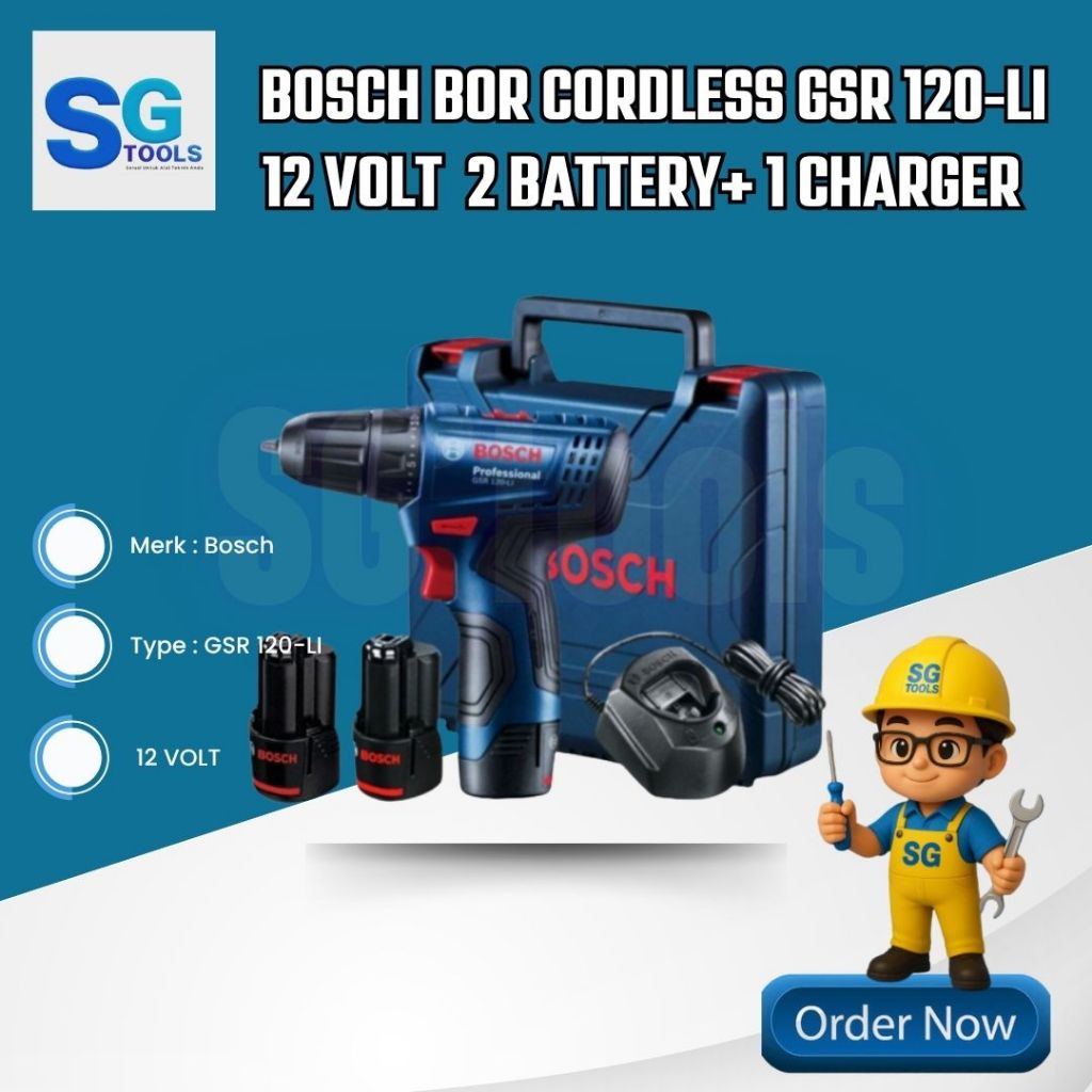 Bosch GSR 120 LI Bor Baterai 12V ORIGINAL Cordless Drill Kuat Awet