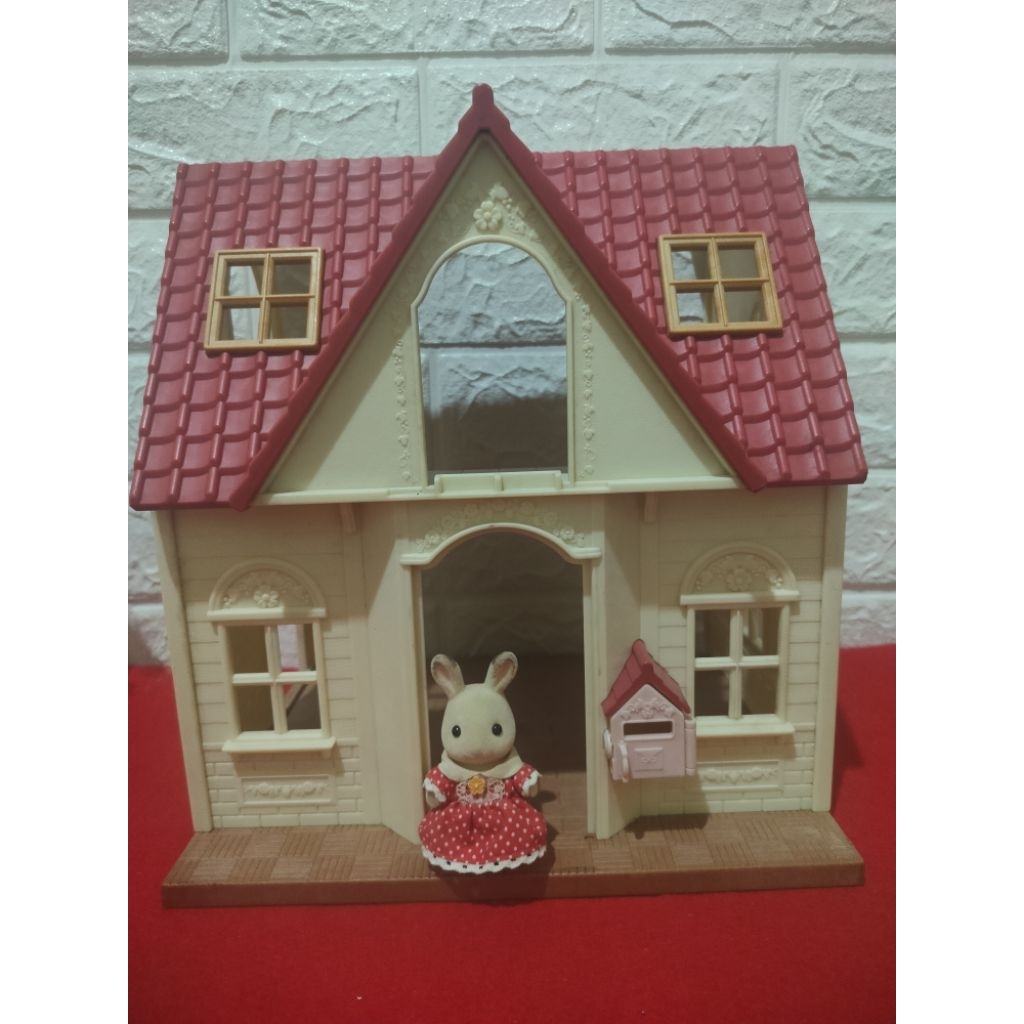 EPOCH Diorama Rumah Sylvanian Families Red Roof Cosy Cottage Preloved