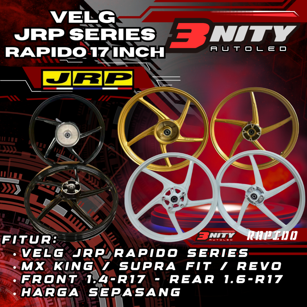 3nity Velg Racing JRP Rapido Palang 5 Ring 17 Jupiter Mx King Supra Fit Revo Vega R New Vega ZR PNP