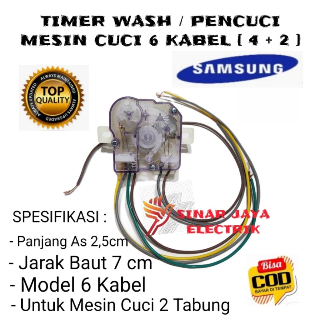 TIMER WASH 6 KABEL MESIN CUCI SAMSUNG 2 TABUNG - TIMER MESIN CUCI SAMSUNG 6 KABEL