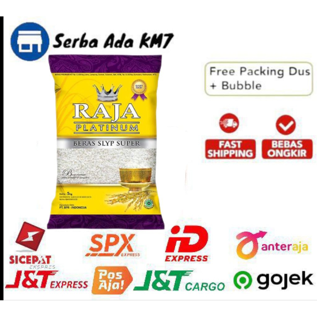 1 KARUNG BERAS PREMIUM  RAJA PLATINUM 20 KG (GRATIS ONGKIR INSTAN)