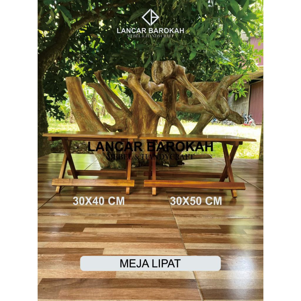 Meja Belajar Lipat Kayu Jati Asli