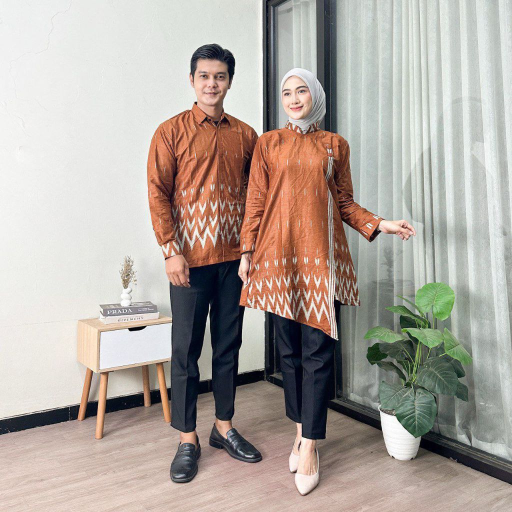 baju batik atasan coupel kemeja lengan panjang tunik pria wanita dewasa kancing katun prima batik co